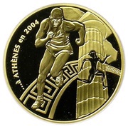 10 Euros Pierre de Coubertin, France, 2003 reverse image
