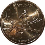 1 Dollar In the name of Elizabeth II; 6th Portrait - Matildas - Women's World Cup 2023; Tackling, Australia, 2023 reverse image