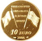 10 Euros Benjamin Franklin, France, 2006 reverse image