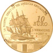 10 Euros Marquis de La Fayette, France, 2007 reverse image
