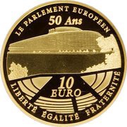 10 Euros European Parliament, France, 2008 reverse image