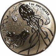 1 Dollar - Elizabeth II Posthumous; 6th Portrait - Australian Box Jellyfish - Silver Bullion, Australia, 2023 reverse image