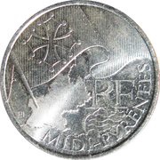 10 Euros Midi-Pyrénées, 1st type obverse image