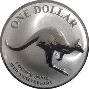 1 Dollar In the name of Elizabeth II; 6th portrait - Silver Kangaroo; Mob of Thirty, Australia, 2023 reverse image