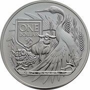 1 Dollar In the name of Elizabeth II; 6th Portrait - Coat of Arms - Queensland; Silver, Australia, 2023 reverse image