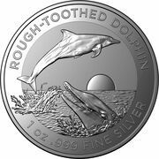 1 Dollar In the name of Elizabeth II; Rough-Toothed Dolphin - Silver Bullion Coin, Australia, 2023 reverse image