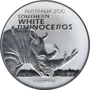 1 Dollar In the name of Elizabeth II; 6th Portrait - Southern White Rhinoceros, Australia, 2023 reverse image