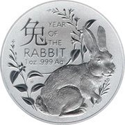 1 Dollar - Elizabeth II Posthumous; 6th Portrait - Year of the Rabbit, Australia, 2023 reverse image