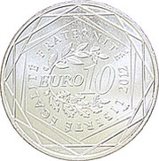 10 Euros Rhône-Alpes, France, 2012 reverse image