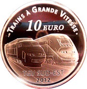 10 Euros Lyon Saint-Exupéry Railway Station, France, 2012 reverse image