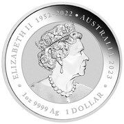 1 Dollar In the name of Elizabeth II; 6th Portrait - Dragon and Koi - Silver Bullion Coin obverse image