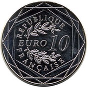 10 Euros Rooster; 2nd type obverse image