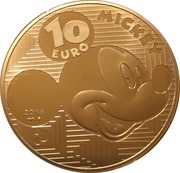 10 Euros Mickey Mouse; Through the Ages, France, 2016 reverse image