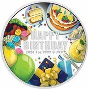 1 Dollar In the name of Elizabeth II; 6th Portrait - Happy Birthday - Silver Proof, Australia, 2023 reverse image