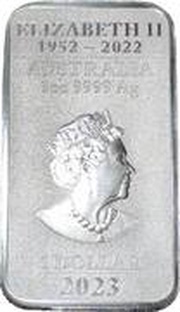 1 Dollar In the name of Elizabeth II; 6th Portrait - Chinese Dragon Bullion Bar obverse image