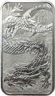 1 Dollar In the name of Elizabeth II; 6th Portrait - Chinese Dragon Bullion Bar, Australia, 2023 reverse image
