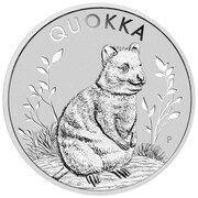 1 Dollar In the name of Elizabeth II; 6th Portrait - Quokka - Silver Bullion Coin, Australia, 2023 reverse image