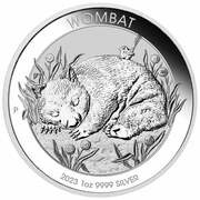 1 Dollar In the name of Elizabeth II; 6th Portrait - Wombat - Silver Bullion Coin, Australia, 2023 reverse image