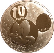10 Euros Mickey and Minnie, France, 2018 reverse image