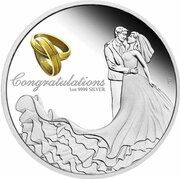 1 Dollar In the name of Elizabeth II; 6th Portrait - Wedding - Silver Proof, Australia, 2023 reverse image