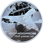 10 Euros - 50th anniversary of first flight of Concorde, France, 2019 reverse image