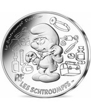 10 Euros The doctor Smurf, France, 2020 reverse image
