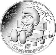 10 Euros The grumpy Smurf, France, 2020 reverse image
