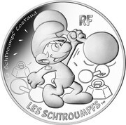 10 Euros The strong Smurf, France, 2020 reverse image