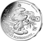 10 Euros The Smurf reporter, France, 2020 reverse image
