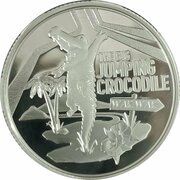1 Dollar In the name of Elizabeth II; 6th Portrait - The Big Jumping Crocodile - Silver Proof, Australia, 2023 reverse image