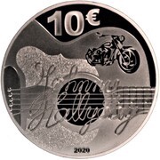 10 Euros Johnny Hallyday, France, 2020 reverse image