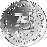10 Euros The Little Prince on the Moon, France, 2021 reverse image