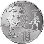 10 Euros Lucky Luke, silver, France, 2021 reverse image
