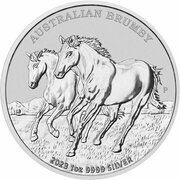 1 Dollar In the name of Elizabeth II; 6th Portrait - Australian Brumby - Silver Bullion Coin, Australia, 2023 reverse image