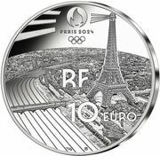10 Euros JO 2024 Paris - Pole vault obverse image