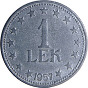 1 Lek, Albania, 1947-1957 reverse image