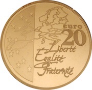 20 Euros Map of Europe, France, 2003 reverse image