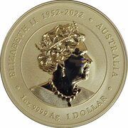 1 Dollar In the name of Elizabeth II; 6th Portrait - Year of the Dragon - Silver Gilded obverse image