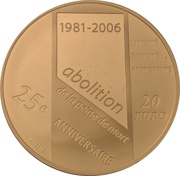 20 Euros Abolition of the death sentence, France, 2006 reverse image