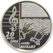 20 Euros Wolfgang Amadeus Mozart, France, 2006 reverse image