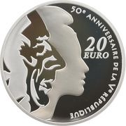 20 Euros French Republic ; silver, France, 2008 reverse image