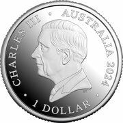 1 Dollar - Charles III 1st Portrait - Australia in Space; Silver Proof obverse image