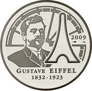 20 Euros Gustave Eiffel, France, 2009 reverse image