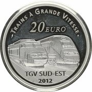20 Euros Lyon Saint-Exupéry Railway Station, France, 2012 reverse image