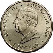1 Dollar - Charles III 1st Portrait - Australia in Space obverse image