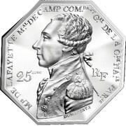 25 euros Arrivée de La Fayette à Boston Haut Relief obverse image