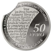 50 euros Court of Human Rights ; silver, France, 2009 reverse image