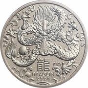 1 Dollar In the name of Elizabeth II; 6th Portrait - Year of the Dragon, Australia, 2024 reverse image