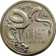 1 Dollar In the name of Elizabeth II; 6th Portrait - Year of the Dragon, Australia, 2024 reverse image