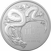 1 Dollar In the name of Elizabeth II; 6th Portrait - Year of the Dragon, Australia, 2024 reverse image